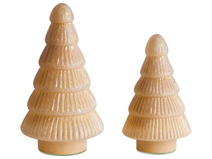 Lot De 2 Figurines Flaren Arbre De Noël 20/25 Cm Beige
