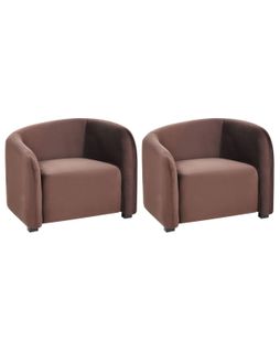 Lot De 2 Fauteuils Veltada Velours Marron Foncé
