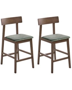 Lot De 2 Chaises De Bar Isanti Bois Marron Foncé/vert