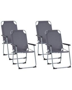 Lot De 4 Chaises De Jardin Galatsi Pliant Métal Gris