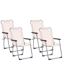 Lot De 4 Chaises De Jardin Galatsi Pliant Métal Beige