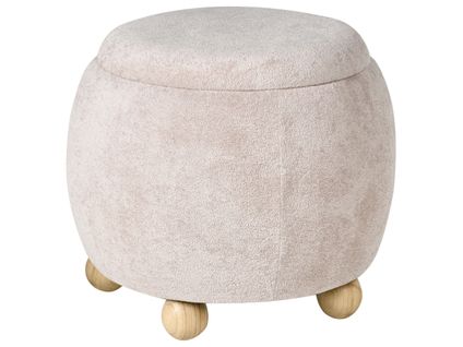Pouf De Rangement Annabella Bouclé Beige Clair
