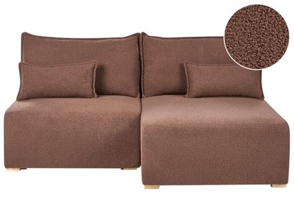 Canapé D'angle Modulable Nerbo Bouclé Marron Côté Gauche