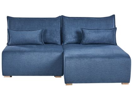 Canapé D'angle Modulable Nerbo Tissu Bleu Côté Gauche