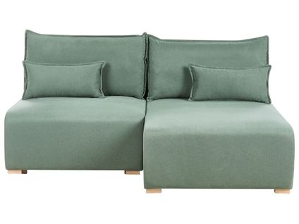 Canapé D'angle Modulable Nerbo Tissu Vert Clair Côté Gauche