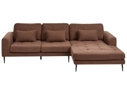 Canapé D'angle 3 Places Flam Bouclé Marron Côté Gauche