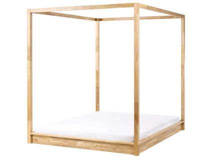 Lit à Baldaquin Bois Herliere 160 X 200 Cm Marron Clair