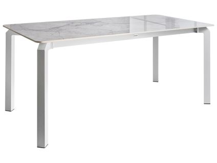 Table De Salle à Manger De Jardin Feletto 180 Cm 90 Cm Pierre Marbre Blanc