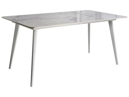 Table De Salle à Manger De Jardin Rodallo 160 Cm 90 Cm Pierre Marbre Blanc