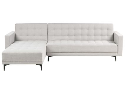 Canapé-lit D'angle Modulable 4 Places Aberdeen Tissu Gris Clair Côté Droit