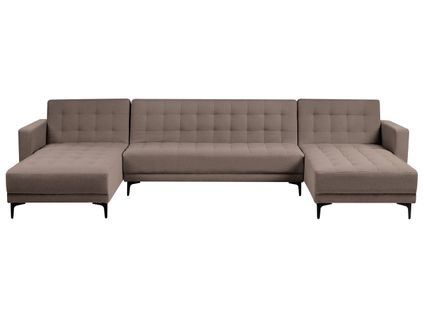 Canapé-lit Modulable En Forme De U 5 Places Aberdeen Tissu Taupe