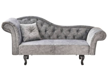 Chaise Longue Côté Gauche Lattes Ii Velours Gris