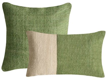 Lot De 2 Coussins Décoratifs Anisoptera Coton 30 X 50 Cm 45 X 45 Cm Vert Unicolore