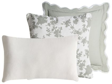 Lot De 3 Coussins Décoratifs Canarium Coton 30 X 50 Cm 45 X 45 Cm Vert Unicolore