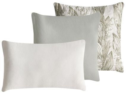 Lot De 3 Coussins Décoratifs Xylopia Coton 30 X 50 Cm 45 X 45 Cm Vert Motif Floral