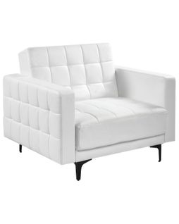 Fauteuil Aberdeen Cuir Pu Blanc