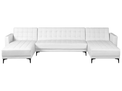 Canapé-lit Modulable En Forme De U 5 Places Aberdeen Cuir Pu Blanc