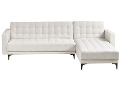 Canapé-lit D'angle Modulable 4 Places Aberdeen Tissu Blanc Cassé Côté Gauche