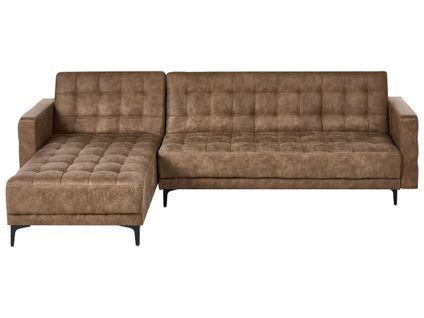 Canapé-lit D'angle Modulable 4 Places Aberdeen Cuir Pu Marron Côté Droit