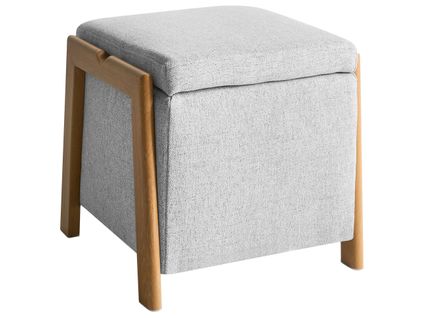 Pouf De Rangement Edland Tissu 45 Cm 43 Cm Gris Clair