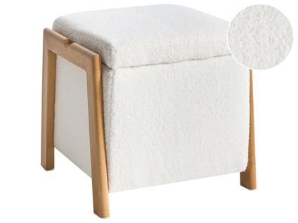 Pouf De Rangement Edland Bouclé 45 Cm 43 Cm Blanc