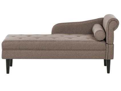 Chaise Longue Côté Droit Yvoire Tissu Taupe