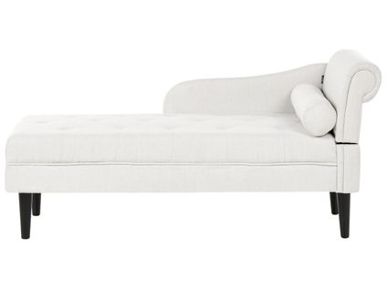 Chaise Longue Côté Droit Yvoire Tissu Blanc Cassé