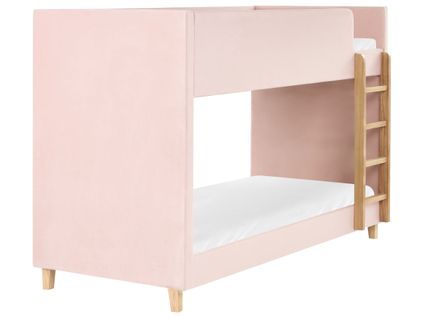 Lit Superposé Velours Chocques 90 X 200 Cm Rose Pastel