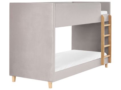 Lit Superposé Velours Chocques 90 X 200 Cm Gris Clair