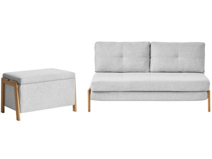 Ensemble De Salon 3 Places Edland Tissu Gris Clair Avec Banc