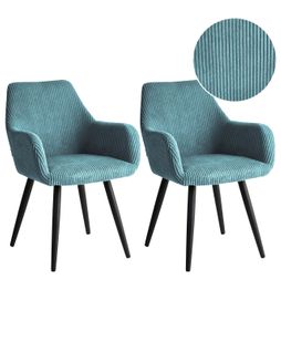 Lot De 2 Chaises De Salle à Manger Mori Velours Côtelé Turquoise