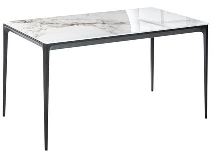 Table De Repas Jollein Marbre Blanc 140 Cm 80 Cm Verre