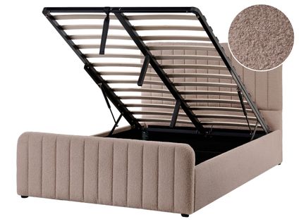 Lit Ottoman Bouclé Lunan 120 X 200 Cm Taupe