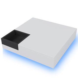 Table Basse LED 72x72x30cm, Avec Boîte De Rangement Amovible, Blanc Et Noir