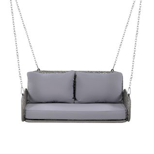 Balançoire 2 Places 112x54x48 Cm Avec 2 Chaînes, Coussin Amovible Et Lavable, Acier + Tissu, Gris