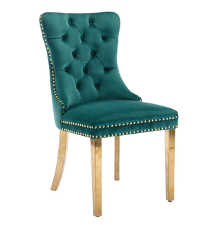 Lot De 2 Chaises De Salle à Manger 62x50x95 Cm Avec Dossier, Rivets Décoratifs, Velours, Vertes