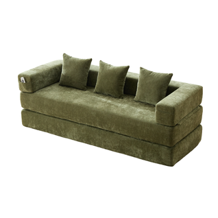 Canapé Modulable 2 Places 198x79x60 Cm Avec Poches Latérales, En Tissu Chenille, Vert