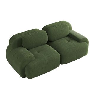 Canapé 2 Places Modulable 208cm Velours Côtelé Doux Accoudoirs Ergonomiques Anti-dérapant Vert
