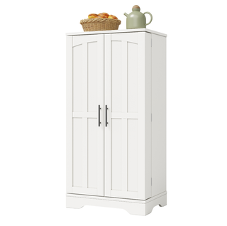 Buffet De Cuisine 60x40x120.5 Cm Avec LED à Capteur, 2 Portes, 1 Étagère Réglable, En Mdf, Blanc