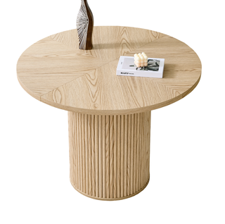 Table De Salle à Manger Ronde 100x76 Cm, 2,5 Cm D’épaisseur, Montage Facile, En Mdf, Couleur Chêne