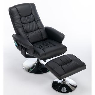 Fauteuil De Massage 5 Points Avec Repose-pieds, Chauffage, Rotation 360°, Structure Métal Pu Noir