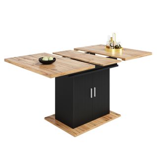 Table à Manger Extensible 110-140x70 Cm Noir Avec Rangement