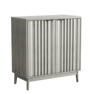 Buffet Gris Avec Portes Rainurées Et Étagères Réglables, Salon Et Entrée