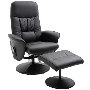Fauteuil Massant Relax 76 X 81 X 105 Cm Avec Repose-pieds, Massage 10 Points, Simili Noir