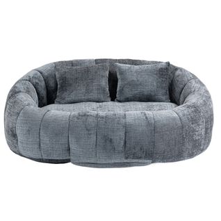 Canapé 2 Places Pouf En Chenille Gris, Mousse à Mémoire, Chambre Et Salon, Intérieur Et Extérieur