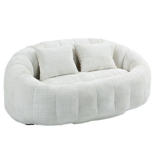 Canapé Pouf 2 Places Beige, Intérieur/extérieur, Chambre Et Salon, Sans Montage