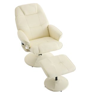 Fauteuil Massant 5 Points Avec Chauffage, Rotation 360° Et Repose-pieds, Pu Beige