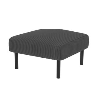 Pouf En Velours Côtelé Gris Avec Pieds En Métal — Repose-pieds Salon 56×51×39 Cm