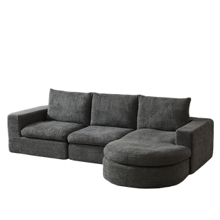 Canapé D'angle Compressé 3 Places Avec Méridienne Réversible Gris