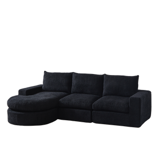 Canapé D'angle Compressé 3 Places Avec Méridienne Réversible Noir